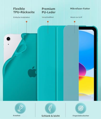 MoKo Hülle für iPad (A16) 11./10. Generation (2025/2022),Bondi Blau – Ansicht 4