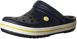 Crocs Unisex Crocband Clog, Navy/Citrus, 12 US Men / 14 US Women