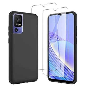 JDXHFF Cover Compatibile con TCL 40 SE (6.75") e 2 Pezzi Pellicola Protettiva in Vetro Temperato - Nero Morbido Silicone Custodia Protettivo TPU Protezione Case Black