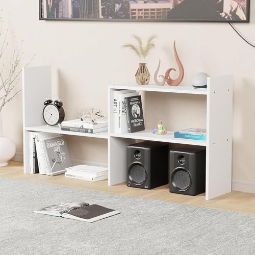 Image of Furniture Cafe Modern White Wooden Bookshelf - Multi-Tier Bedside Storage Rack & Organizer for Books, Decor & Essentials
