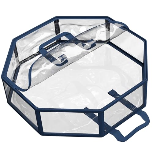 Image of Hearth & Harbor Wreath Storage Container - Clear Christmas Wreath Storage Bag, Dual Zipper and Handles - 36 inch Premium Wreath Storage Organizer Box