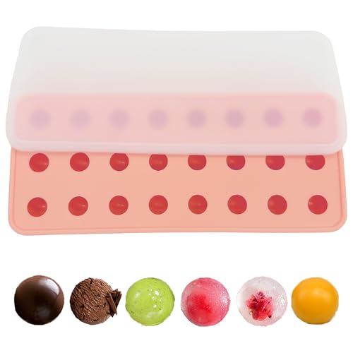 duoyif Moule Chocolat Silicone Sphere, Ø 22mm 24 Cavités Sans BPA, Moule Silicone Mini Bille Avec Couvercle, Moules Sphérique Pour Chocolat Pralines Bonbons Glaçon Boules de Gâteaux (rose, Ø2.2cm)