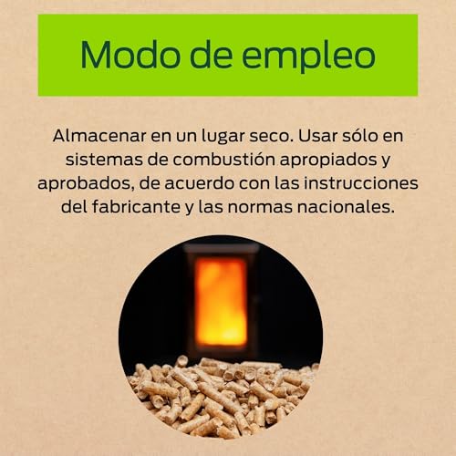 BonÀrea - Pellets de Madera Natural 100% - Saco de 15 kg - Alta Eficiencia Energética - Bajo Residuo de Cenizas - Diámetro 6 mm - Combustión Limpia y Duradera - Ideal para Estufas y Calderas - imagen 5