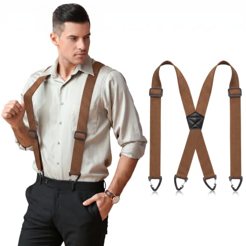 Image of SUNEZLGO Suspenders for Men Heavy Duty, X Back Hidden Suspender 1.5 inch Under Clothing, Adjustable Work Suspenders for Men Women