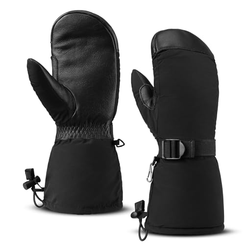 Gants de ski imperméables en cuir de vache anti-vent pour homme XL