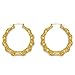 Gold Tone Hollow Casting Round Bamboo Hoop Earrings, 2.5 Inches