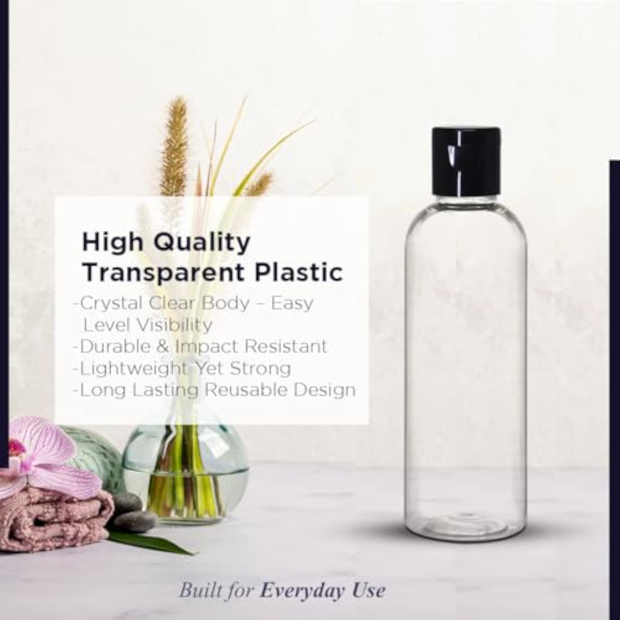 Pack of 3-100 ml Empty Clear PET Bottles with Flip Top Cap