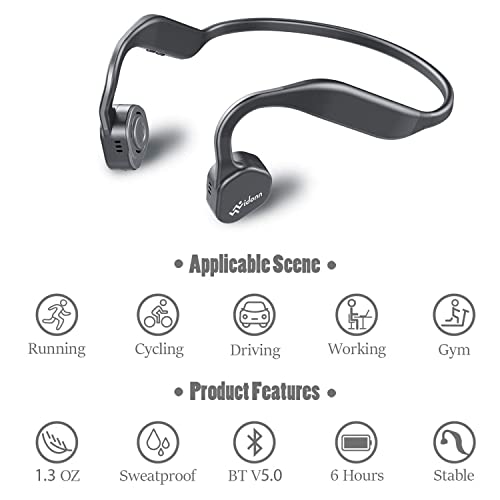 Vidonn Bone Conduction Headphones F1 Sweat Resistant Wireless Earphones For Workouts And Running Bluetooth Headphones With Mic (Blue) #TOP4