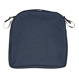 Classic Accessories Montlake Water-Resistant 18 x 18 x 2 Inch Square Outdoor Seat Cushion Slip Cover, Patio Furniture Chair Cushion Cover, Heather Indigo Blue