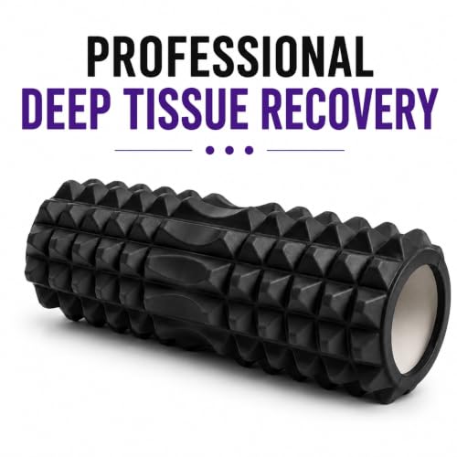 Image of Foam Roller for Deep Tissue Massage, Yoga Stretching Tool for Fitness, Workout (Black, 33cm)