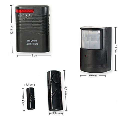 FISHTEC Alarmanlage kabellos – Komplettset mit 5 Überwachungspunkten (1 Empfänger 110 dB + 2 Bewegungsmelder + 3 Öffnungsmelder) – Bild 5