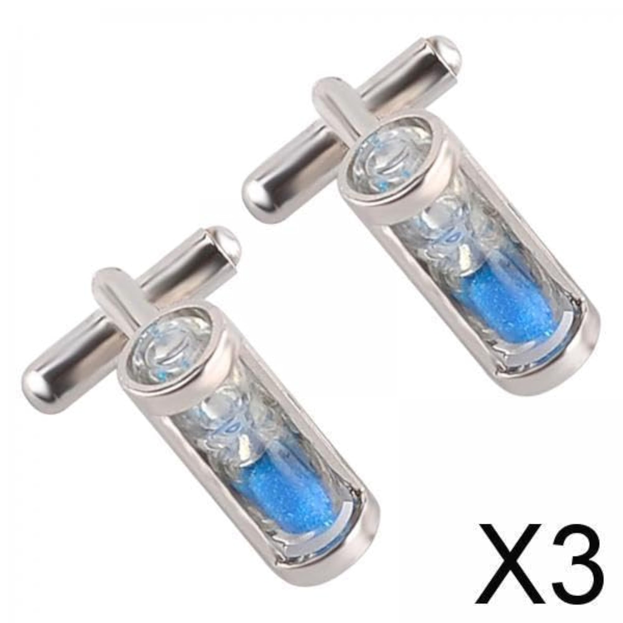 3x Shirt Cuff Links Hourglass Design, 2Pcs Glass Cufflinks