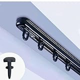 TIPIACE Ceiling Mounting Telescopic Curtain Track Measurement-Free Curtain Rail Suitable for Office, Living Room and Room Divider(Black -Suitable window size：68.9” to 129.9” or 5.74ft to 10.8ft)