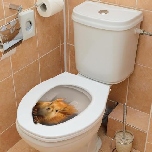 3D Eichhörnchen Toilettensitz-Aufkleber – Lustiger Tierdesign-WC-Sticker aus hautfreundlichem Vinyl