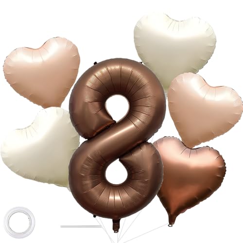 40 Inch Chocolate Number 8 Birthday Balloons Caramel Brown Balloons