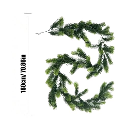Evergreen Pine Garland – 180 cm Artificial Greenery with Real‑Touch Needles, Pre‑Shaped Mantle Decoration for Staircase Window Door Rails, Christmas Garlands Indoor Outdoor Fireplace Banister Déc - Image 4