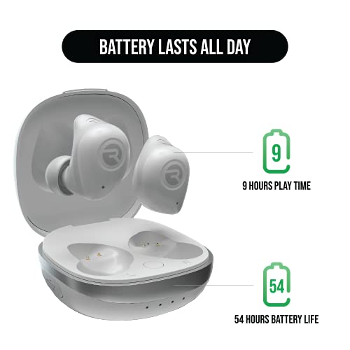 Image of Raycon Fitness Bluetooth True Wireless Earbuds with Built in Mic 54 Hours of Battery IPX7 Waterproof and Charging Case with Talk, Text, and Play Bluetooth 5.2 Portable Sport (Frost White)