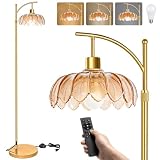 Stehlampe Wohnzimmer Vintage Gold Dimmbar mit Fernbedienung...