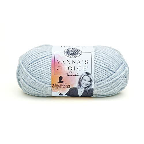 Image of Lion Brand Yarn (1 Skein) Vanna's Choice Yarn, Silver Blue | Everyday Basic Worsted Weight Acrylic Knit & Crochet Fiber for Blankets, Bags, Sweaters, Hats, Scarves