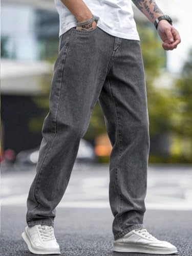 Image of Men's Loose Mid Rise Denim Oversized Baggy Fit Jeans Pants
