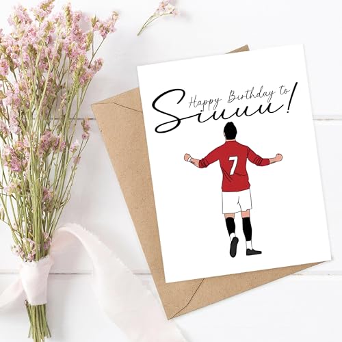 LouiseGifts Happy Birthday To Siuuuu - Ronaldo Birthday - Soccer Card - Football Card, 5 x 7 inches