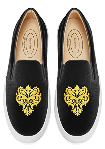 Women's Vintage Velvet Embroidery Slip-on Sneakers Shoes for Women