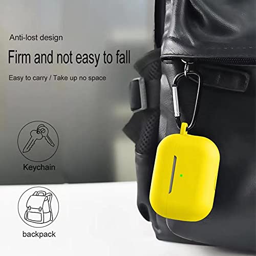 Blaspins Airpods Pro 2Nd/1St Generation Case Cover With Keychain 2022/2019, Soft Silicone Skin Cover Full Protective Shock-Absorbing Case Carabiner For New Airpods Pro Case [Front Led Visible]-Yellow #TOP4