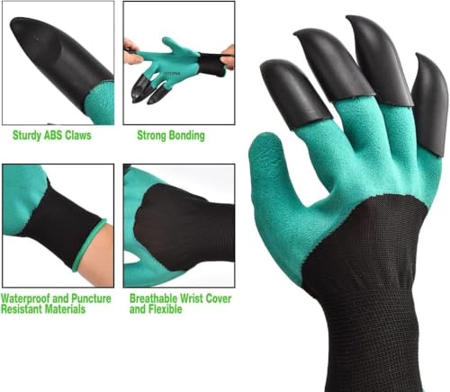 Image of Garden Gloves with Claws, Breathable Gardening Work Gloves for Digging, Planting, Pruning & Poking, All in One Gardening Tool, Anti-Puncture Garden Gloves