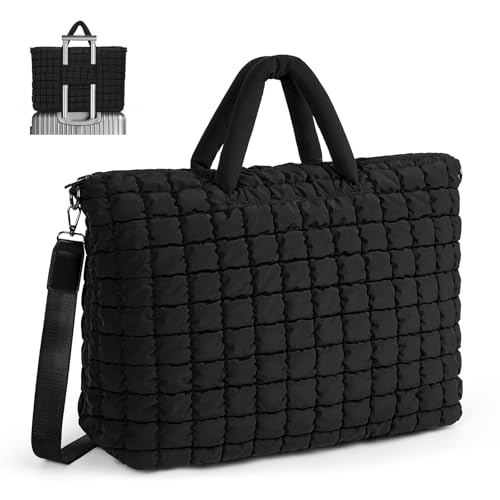 Quilted Duffle Bag for Travel, Large Puffer Duffel Weekender Bags Soft Gym Tote, Big Puffy Carry on Luggage Overnight