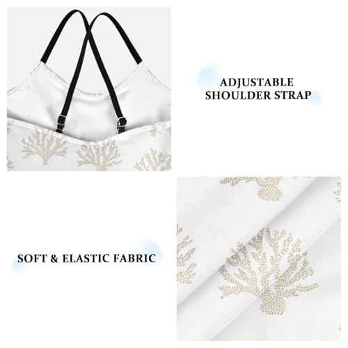 senya Girls Swimsuits One-Piece Swimwear Tie Bathing Suit Beach Summer Round Neck 7-8T Beige Coral on White Pattern3