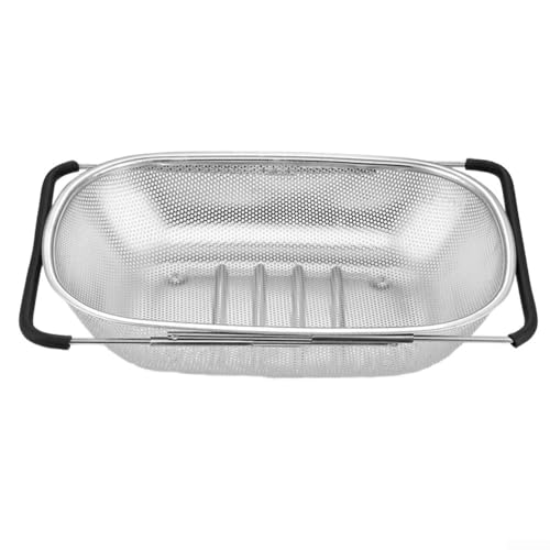 Oniissy Scolapasta professionale in acciaio inox con design espandibile, capacità 6 litri, per scolare pasta, frutta e verdura