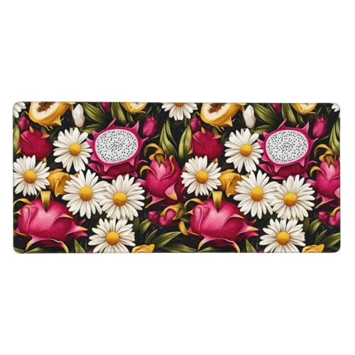 Tapis de souris de jeu avec bords cousus et base en caoutchouc imprimé marguerite