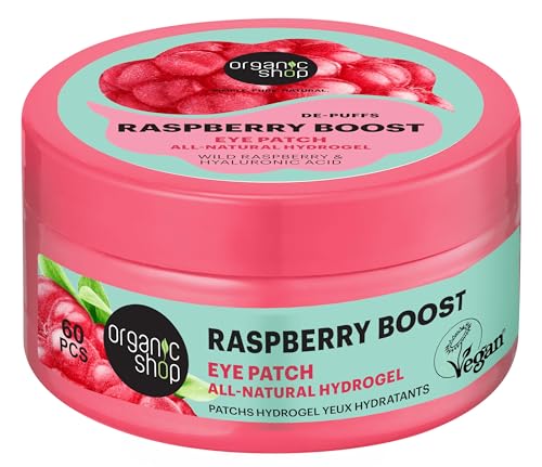 Organic Shop De-Puff Raspberry Boost All Natural Hydrogel Eye Patches, 60pcs