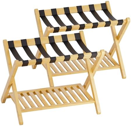 Portavaligie In Bambù RELAXDAYS - Pieghevole, 2 Ripiani, 50x60x37,5cm, Per Viaggi - Foto 5