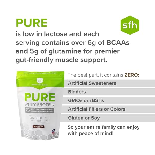 SFH Pure Whey Protein Powder (Chocolate) Best Tasting Grass Fed Whey | All Natural | Non-GMO, No Artificials, Soy Free, Gluten Free | (Chocolate, 31.6 Ounce (Pack of 1) - Image 5