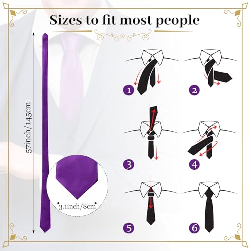 Image of Syhood 6 /12 /24 Pcs Men Ties Set Solid Satin Pure Color Business Formal Necktie Tie 57 inch for Men Occasion Wedding