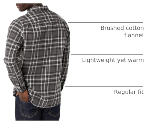 Image of Amazon Essentials Men's Regular Fit Long-Sleeve Flannel Shirt, Soft Brushed Cotton, Lightweight yet Warm