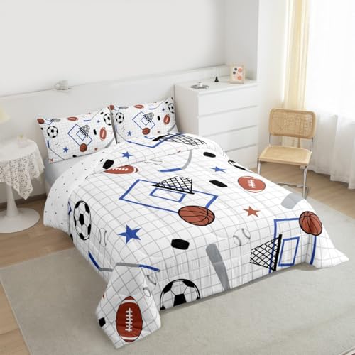 Image of Feelyou Ball Sport Comforter Set All Season Bedding Queen for Kids