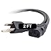 C2G Replacement Power Cable for Computers, TVs, Monitors, More - 2' Black Universal Cord Works with Any 3 Pin AC Power Connection - 16 Gauge Wire