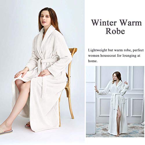 Image of Hellomamma Long Bath Robe for Womens Plush Soft Fleece Bathrobes Nightgown Ladies Pajamas Sleepwear Housecoat