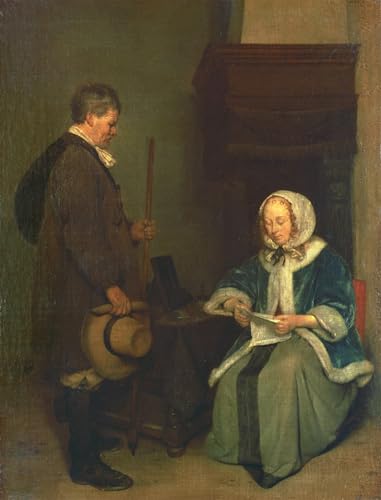 Impression d'affiches Gérard Ter Borch Le Message toile 60x90cm pour portrait mural unique