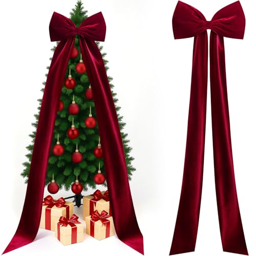 Extra Large Velvet Christmas Tree Topper Bow 118 x 28 Inch Giant ...