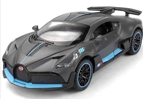 Image of Bugatti Divo Die cast Pull Back Metal Car Model Collection of Toy Cars Openable Doors Flashing Light and Musical Sound Best car Gift for Kids (Matte Grey)