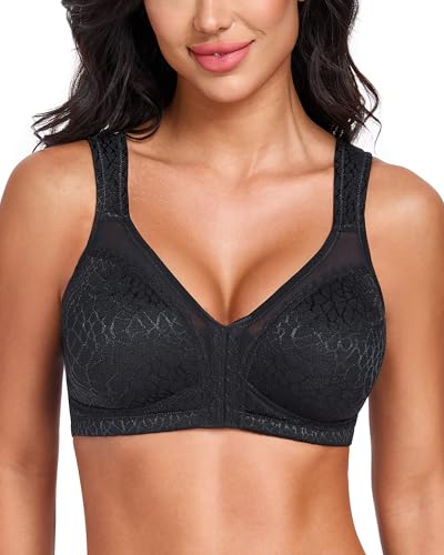 DotVol Femme Soutien-Gorge correcteur de Posture Avant sans Fil Bra Minimiseur Confortable Noir95D