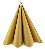 finemark 100 Stück Papierservietten Gold 33 x 33 cm Tissue kleine Servietten 3- lagig Hochzeit Geburtstag Cocktail Tischdekoration