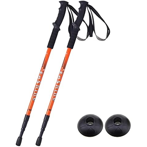 2 X Hikehobby® Antishock With Handle Trekking Walking Hiking Stick Pole (orange) Cover
