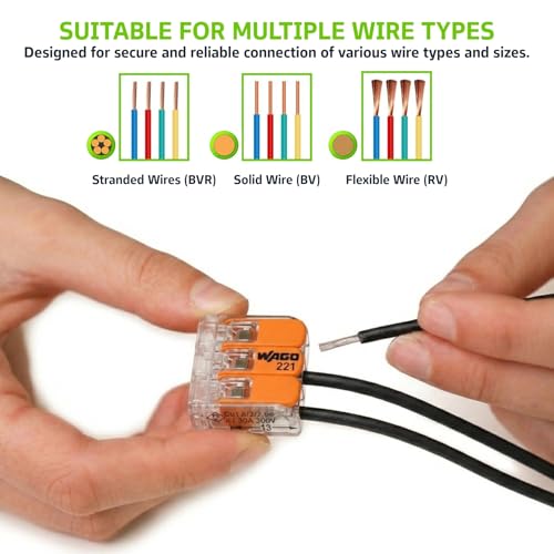 Image of WAGO 221-613 | Easy-to-Use Electrical Wire Connector | Pack of 8 | Compact, Tool-Free, Transparent - For DIY, Panels & Wiring Projects - 3-Conductor