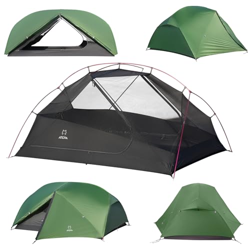 ATEPA Ultralight Backpacking Tent, 2 Person Nylon Lightweight 4000MM+ Waterproof Windproof Portable Two Person Tent with Aluminum Frame & Rainfly for Backpacking Hiking Camping Motorcycle, 4 Season