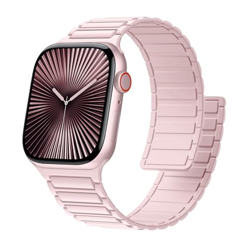 Magnetic for Apple Watch Bands for Men/Women iWatch Band 49mm 46mm 45mm 44mm 42mm 41mm 40mm 38mm,Sport Silicone Magnet Link Wristband Strap for Apple watch Series 11/10/9/8/7/6/5/4/3/SE/2nd/Ultra 3