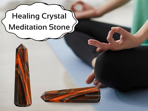 Image of Crystal Heaven Certified Red Tiger Eye Crystal Tower Obelisk Point For Chakra, Healing And Balancing - Aaa Grade Original Certified Gemstone Agate For Reiki Meditation Yoga Spiritual (3-4 Inches)